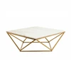 2019 New Modern Luxury Hotel Home Furniture Stainless Steel Gold Diamond Coffee Table with Marble Top