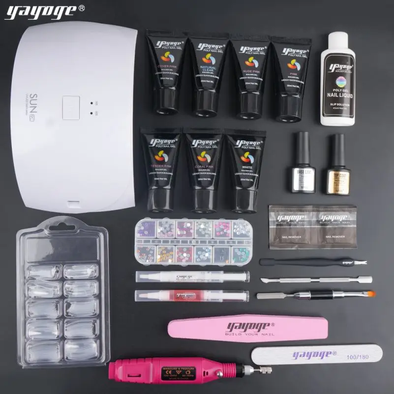 

poly gel poly-gel set salon Daily Care Gel Nail Kit Uv Lamp Set acrylic nail set supplier