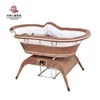 0-2 years old new design hand-made fine rattan electric cradle automatic swing and voice control swing function baby crib