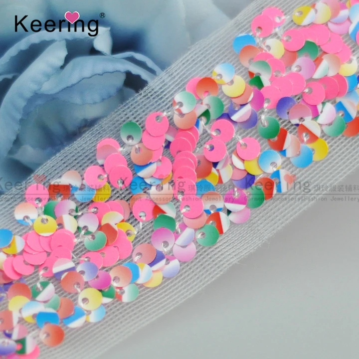 

Colorful embroidered sequin mesh tape WTPH-011