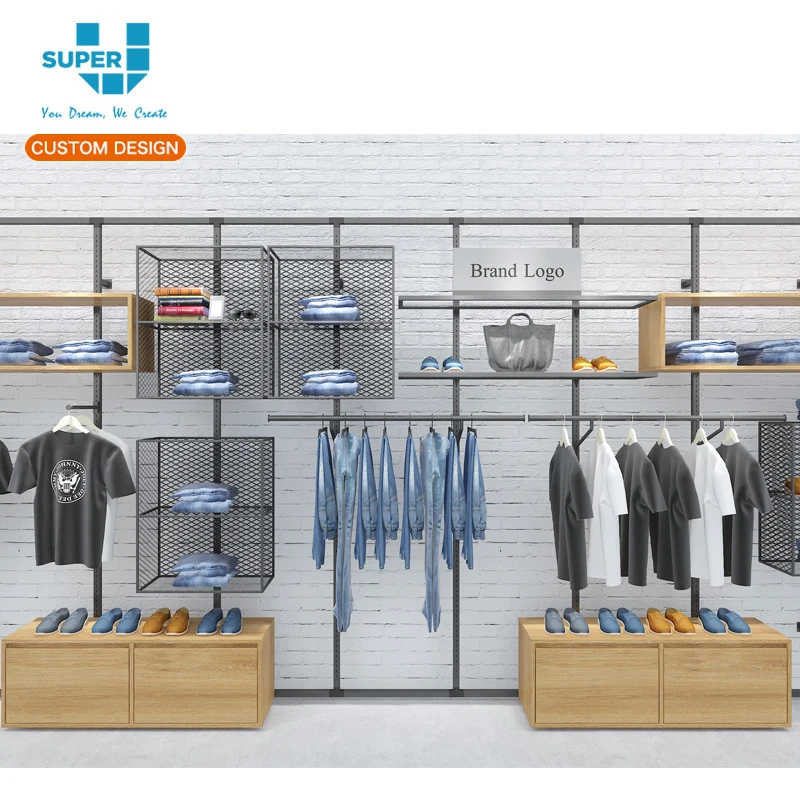 Tailor Made Wooden Wall Shelf Jeans Display Rack Retail Shop Jeans