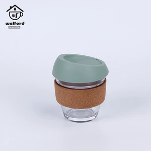Image of Reusable Coffee Cup Glass With Cork Sleeve And BPA Free Lid