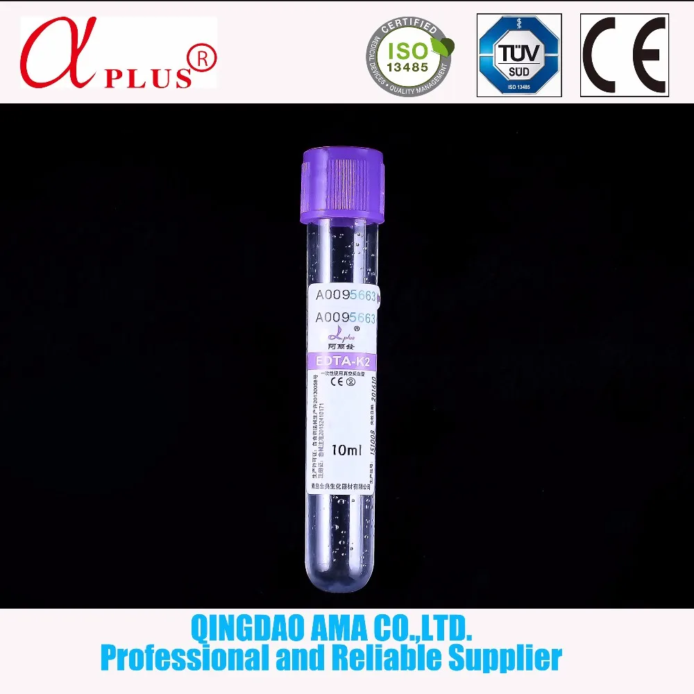 Medical Purple Cap Edta K3 K2 Vacutainer Vacuum Blood Collection Tubes