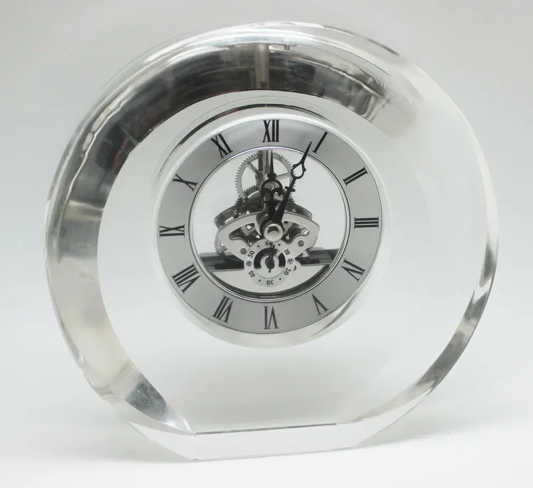 Round K9 crystal desk clock awards