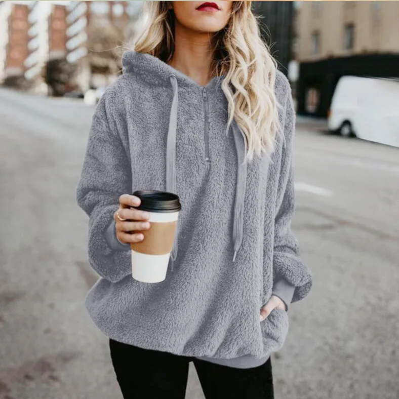 

blusas wholesale drop shipping 2019 Spring Amazon sweatshirt women hoodies sweatshirts long sleeve zipper blouse plush sweater