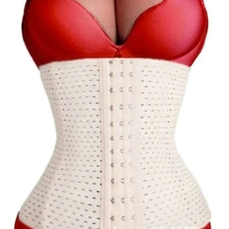 

Plus Size Sexy Breathable Girdle Slimming Breast Stomach Body ShaperWomen supply slimming waist cincher breathable hole steel, Black,skin