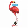 Set of Two Assorted Lawn Ornaments Red Metal Pink Flamingo Garden Ornaments