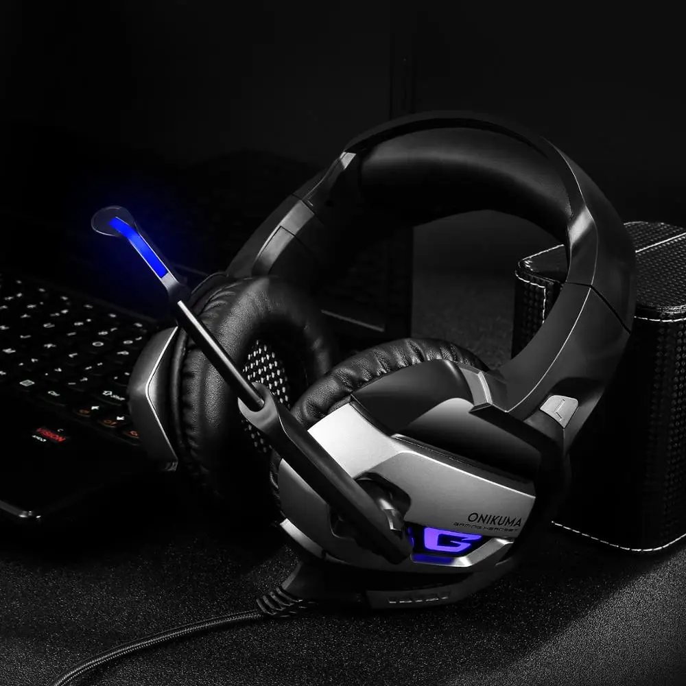 

Wired Stereo Gaming Headphone with Mic LED Light USB Headband Game Headset for PC PS4 Gamers, Black;blue;gold;gray;green;purple;red;silver;yellow