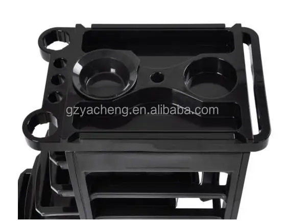 
five drawer NEW PP plastic good quality rolling black and red salon trolley hairdressing 