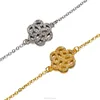 Micro pave CZ brass material silver plating girls flower bracelets hand chain jewelry