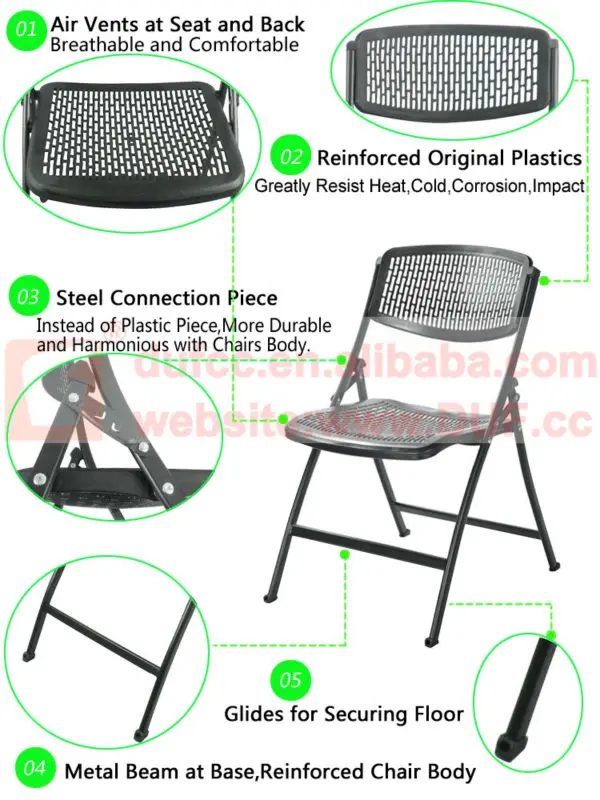 Cheap Metal Folding Chairs Gray White Economic Plastic Chairs Portable Armless Chair with Hole