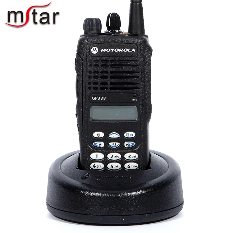 Motorola portable analog radio gp338 is vhf/uhf lcd and keypad 28 channels walkie talkie