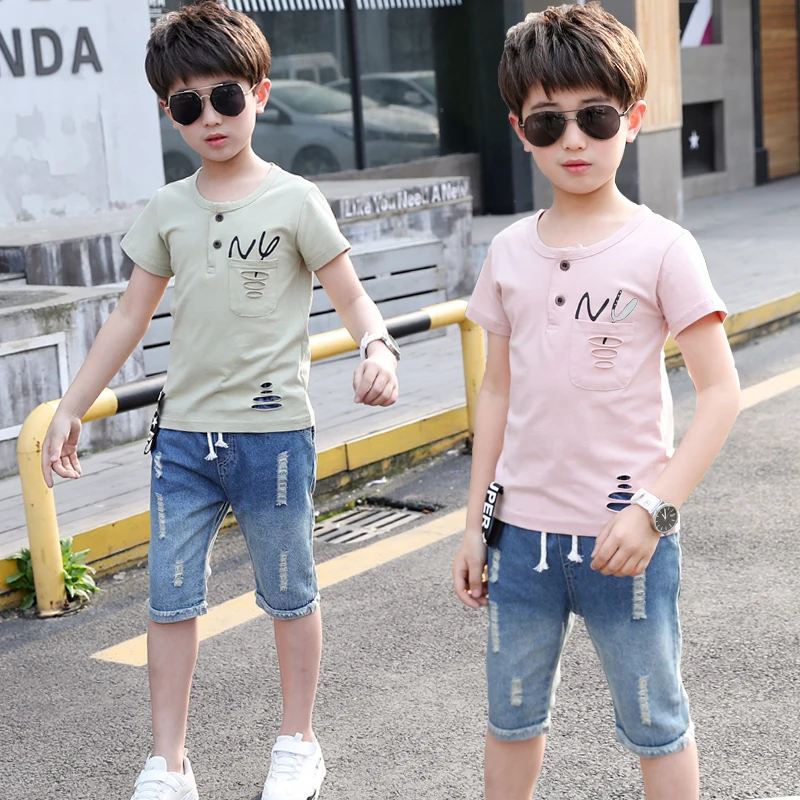 

2019 Child Kids Boys Clothes Clothing Two Piece Drawstring Shorts Summer Season Boys Matching Sets Clothing Summer Outfits