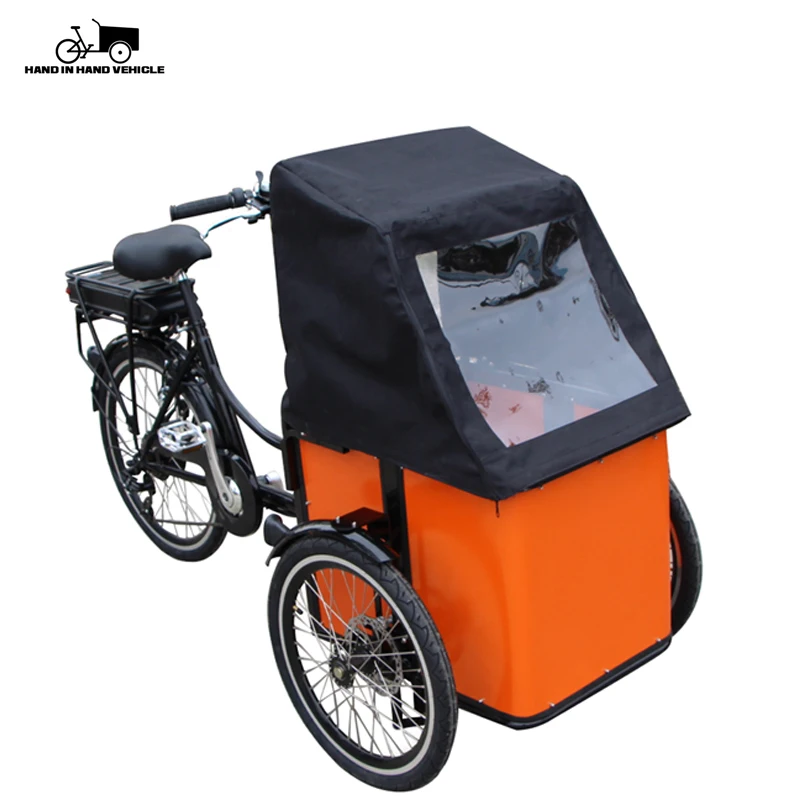 3 Wheel Pedal Assist Electric Mini Cargo Bike Front Loading Baskets