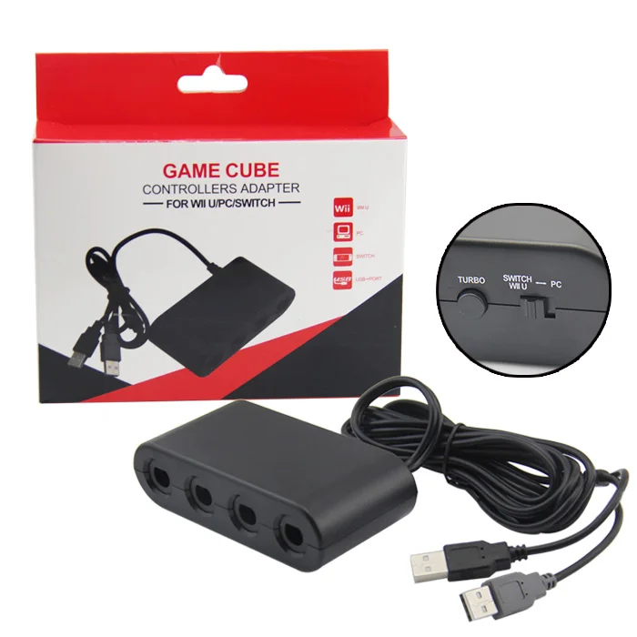 

4 Ports GameCube Controller Adapter Converter For NS Nintendo Wii U/PC USB For Nintendo Switch Game Accessory, Black