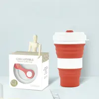 

Foldable Silicone Cup Durable Food Grade Portable 550ML Reusable Custom Foldable Silicone Coffee Cup with Lid