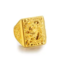 

Vietnam sand gold gold dragon price ring printing brass gold plated opening signet ring