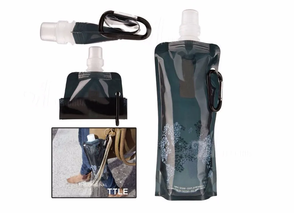 plastic 500 ml foldable water bottle , drinking water bag