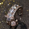 Luxury designer White Zircon Engagement Ring CZ Vintage Rose Gold Filled Wedding Rings For Women FashionAustrian Crystals New A