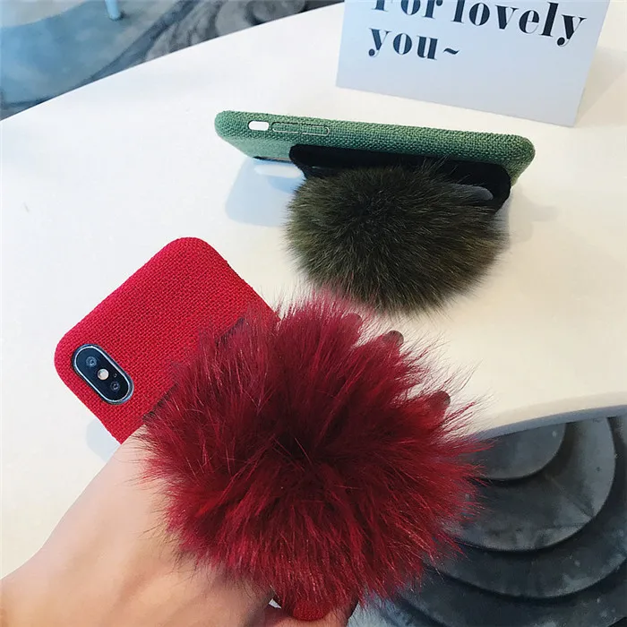 

New Fashion Warm Fuzzy Back Cover Wrist Strap Phone Case for iPhone XS max
