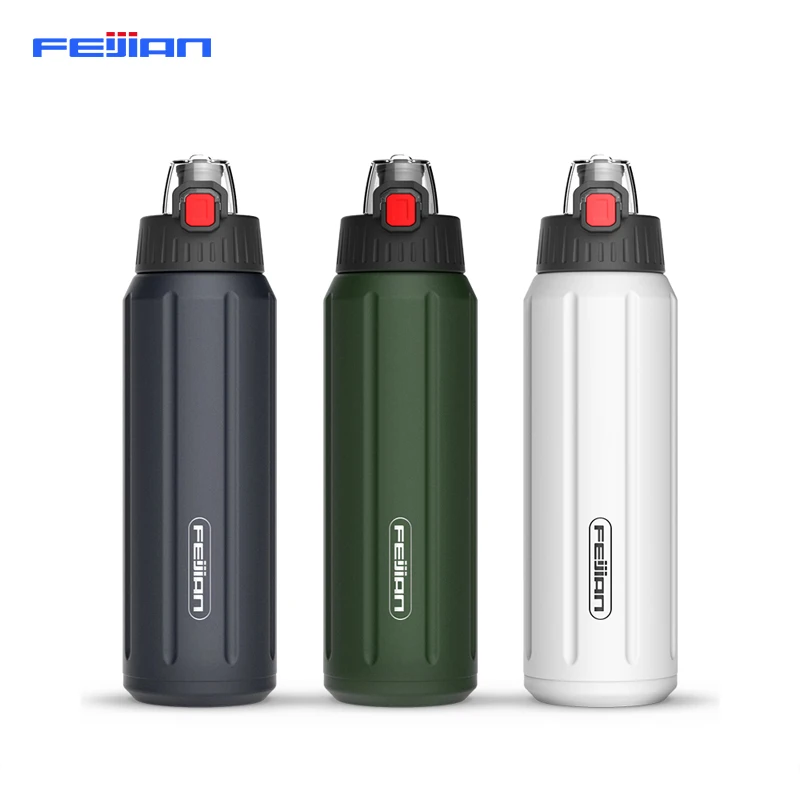 

FEIJIAN 450ml/600ml Thermos Shaker Bottle Portable Sport Water Bottle Double Wall Stainless Steel Vacuum Flask, Black ,army green,white,customize color
