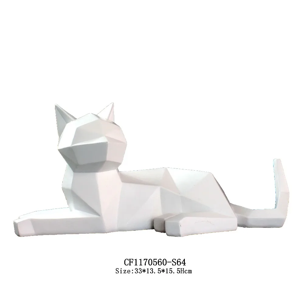 Nordic Style White Animal Figurine cats sculpture Resin Home Decor manufacture