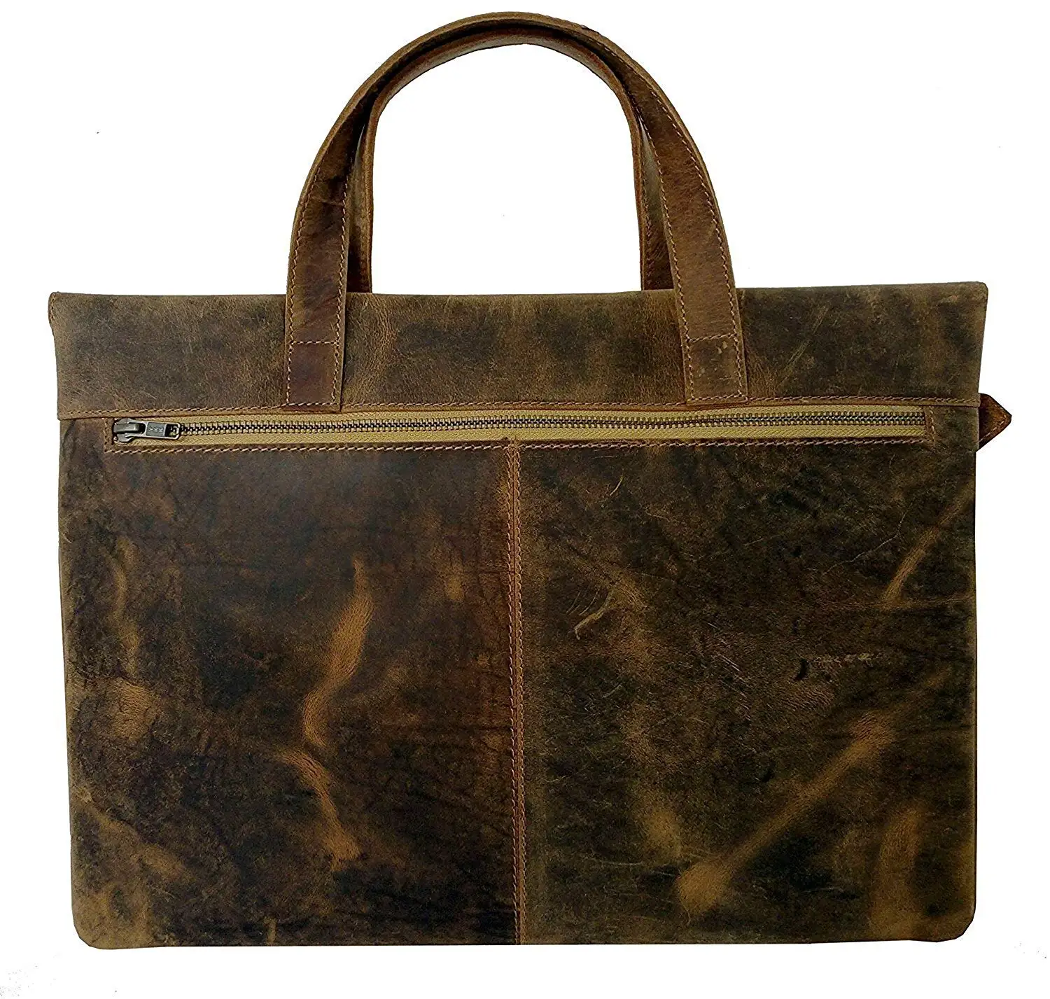 kk/'s 16” Inch Retro Buffalo Hunter Leather Laptop Messenger Bag Office Briefcase