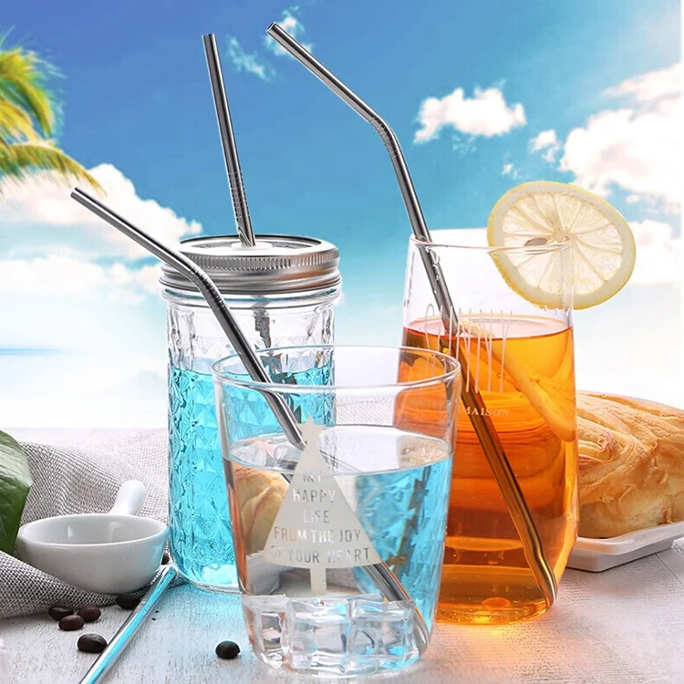 
Reusable bubble tea stainless steel straws with customized logo 