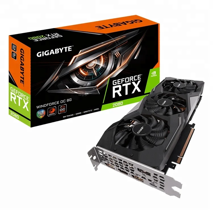 

GIGABYTE NVIDIA GEFORCE RTX 2080 WINDFORCE 8G with GDDR6 256-bit memory interface Support Overclocking Graphics Card