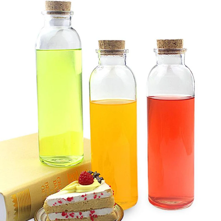 Wholesale 330ml Cone Juice Glass Bottles With Cork Wood Lids Buy