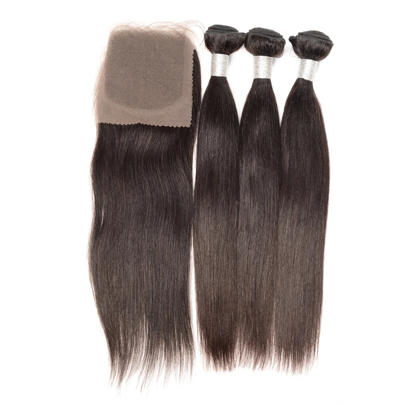 

cheap brazilian virgin hair weave with lace closure, wholesale straight 100% raw unprocessed virgin brazilian hair, Natural color