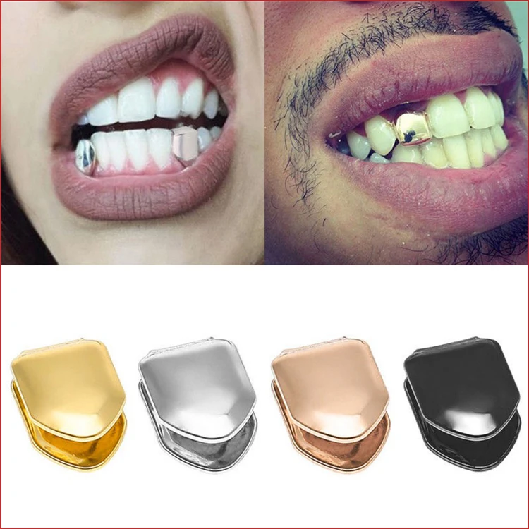 

Blues RTS HipHop Halloween Single Tooth Teeth Grillz Gold Braces for bling bling jewelry, Silver, gold, hematite, rose gold and so on.