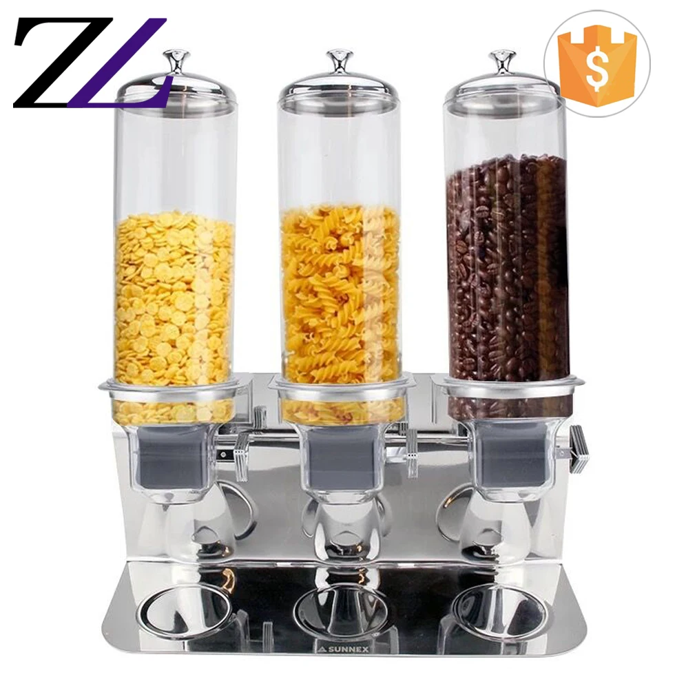 Cheap Restaurant Equipment For Sale 3 Tank Acrylic Cereal Dispenser Dry