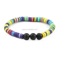 

BRP1612-1 Hotest vnyl disc heishi beads with black lava essential oil bracelets