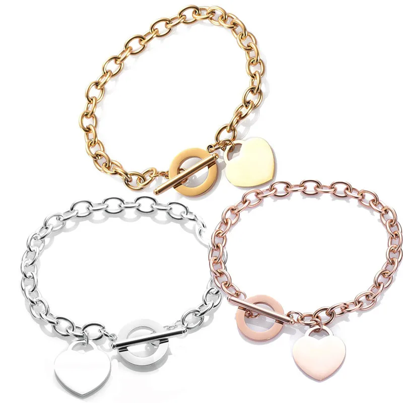 

DAICY wholesale simple fashion women heart charms stainless steel jewelry bracelet
