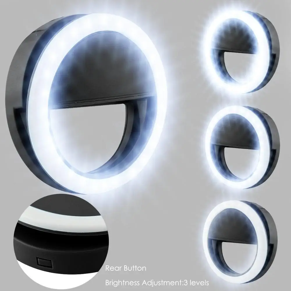 3 level brightness selfie ring light 36led rechargeable ring light