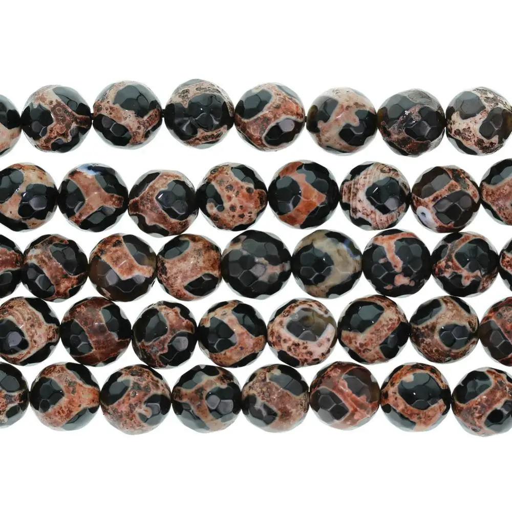 

Tibetan Agate Dzi Beads Agate round cut faced loose beads 8mm 10mm 12mm for Jewelry making