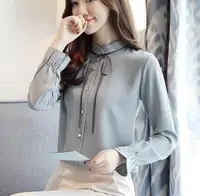 

zm36284a fancy shirts designs korean pattern ladies long sleeve blouse