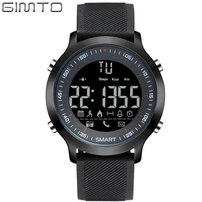 

GIMTO GM307 Men Digital Watch Silicone Strap Message Reminder Ultra-long Standby Smart Diving Waterproof Sports Watch, 4 color for you choose