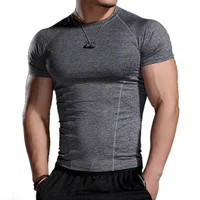 

Men Women Plain Dark Grey Fitness Dry Fit Polyester Running Sport Slim Gym T-shirt Have Stock