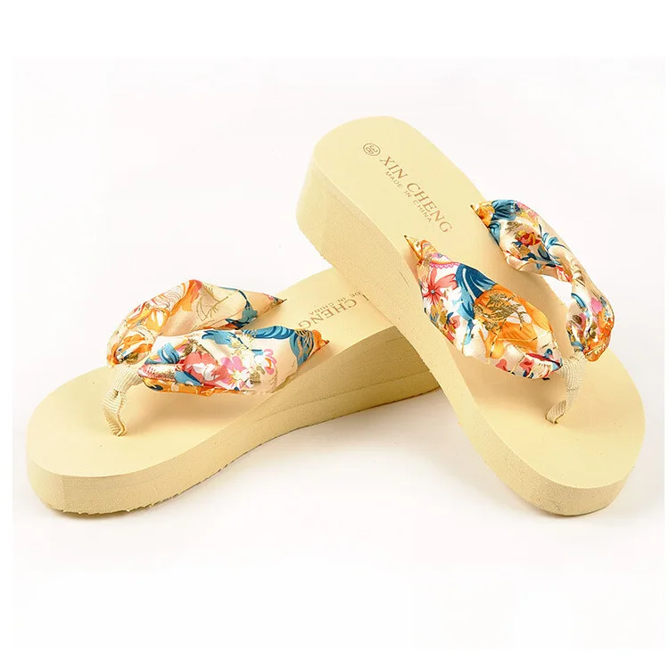 

Women Slipper High Heel Beach Shoes Simple Bohemian Slippers