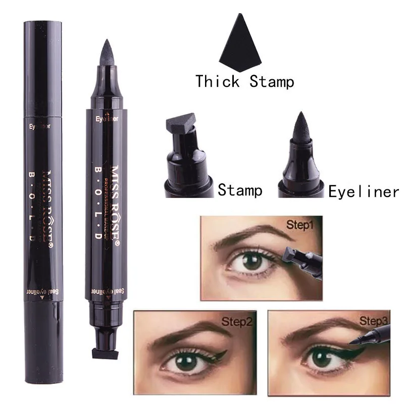 Long Lasting Eyeliner Stamp + Liquid Eyeliner Pencil 2 In 1 Waterproof