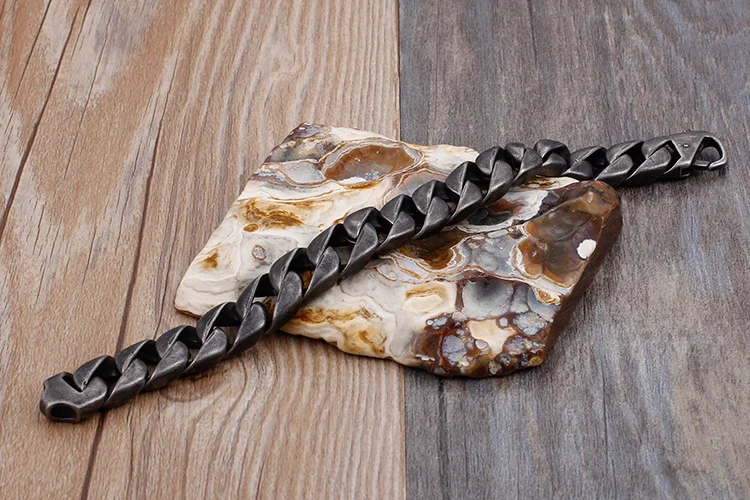 KALEN 316L Stainless Steel Brushed Link Chain Bracelets For Men 22cm Chunky Homme Wrist Bracelets Jewelry