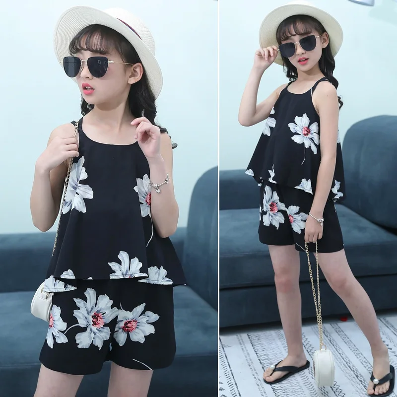 

Summer Tank Cami Top And Shorts Girl's clothing sets Fashion Wholesale Girls Boutique Clothing Set
