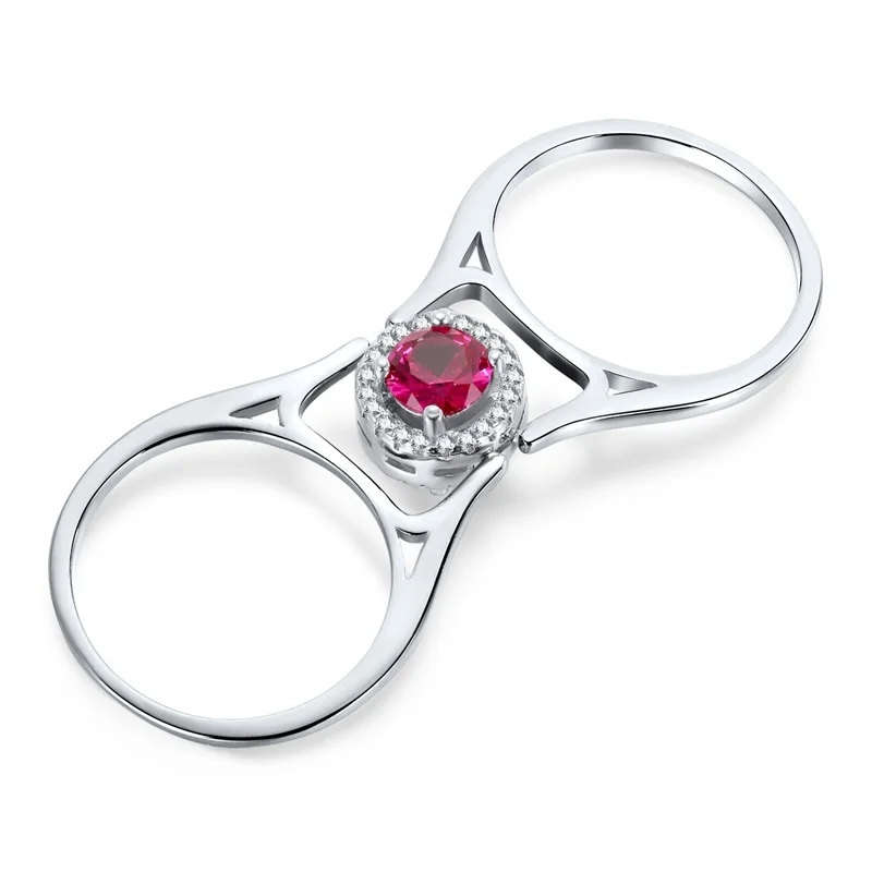 

New product Noble jewelry wedding ring red diamond turn ring for women, White zircon turn ring