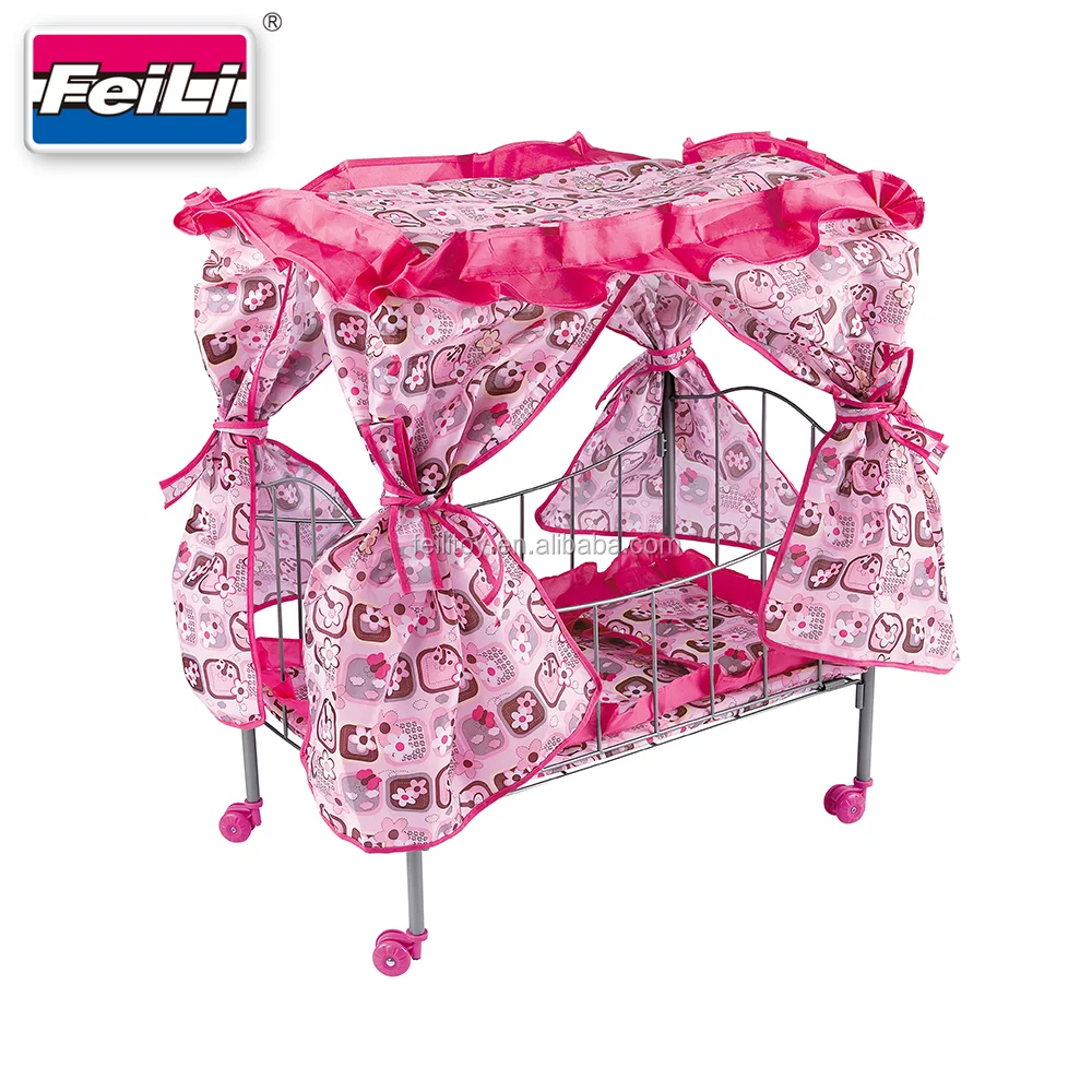 Fei Li Metal Baby Doll Cribs And Beds With Rotate Wheels Iron Doll Bed