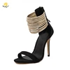 Infinite Stroll Girl L190329 latest hot selling comfortable golden high heel zipper strappy sandals women casual sandalias mujer