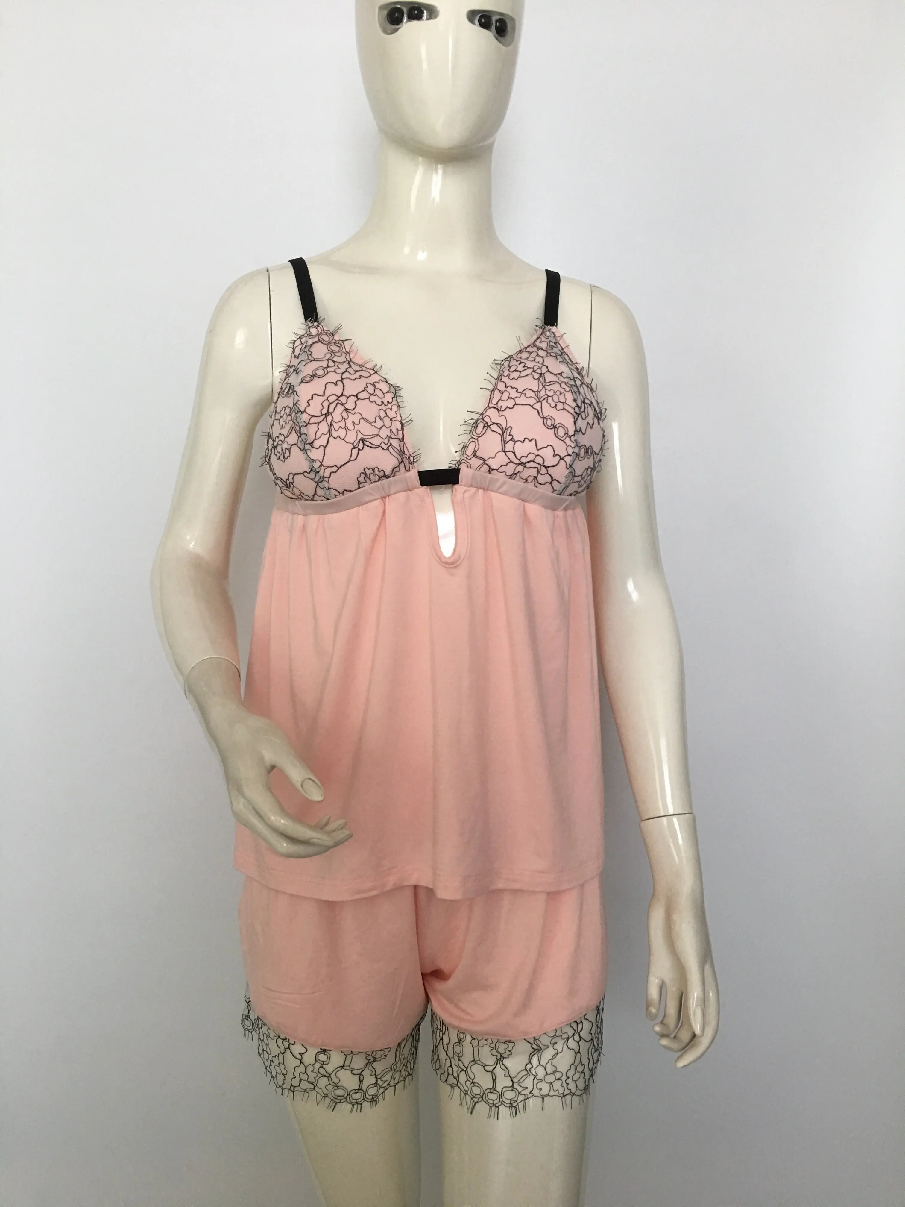 Wholesale Woman Sleepwear Summer Lacetrimmed Stretchmodal Jersey