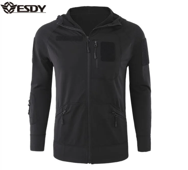 

New outdoor brave tactical fleece sweater stretch Fleece hoodie coat, Black