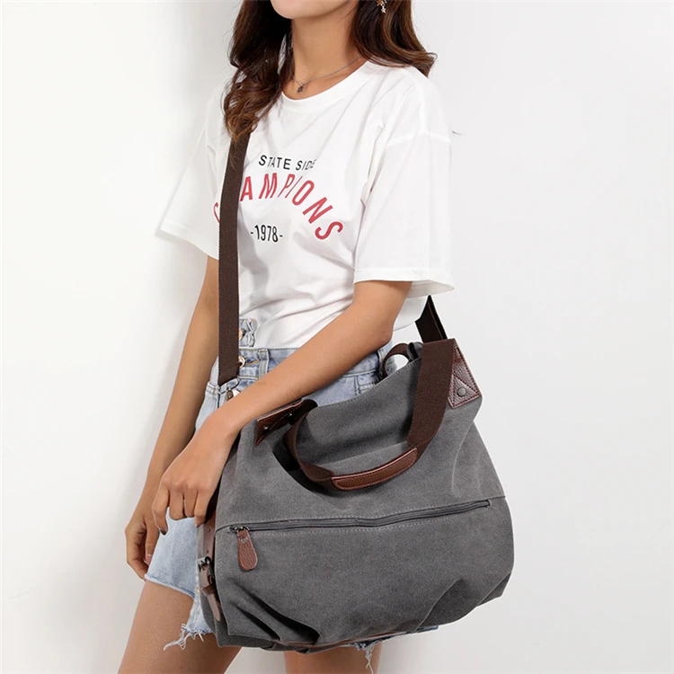 big size canvas shoulder bag handbag womens ladies vintage
